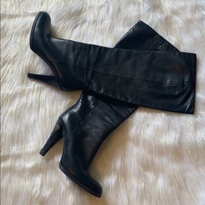 Gucci knee high heels leather black Sz.38 boots